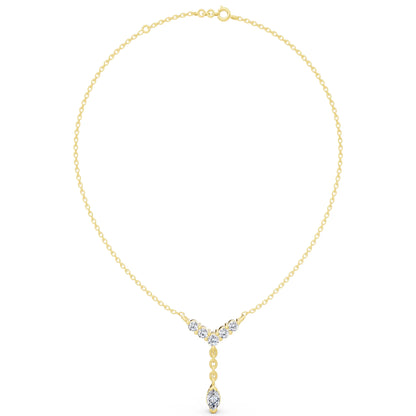 Yellow Gold Y Style Marquise Drop Lab Grown Diamond Necklace, view 5