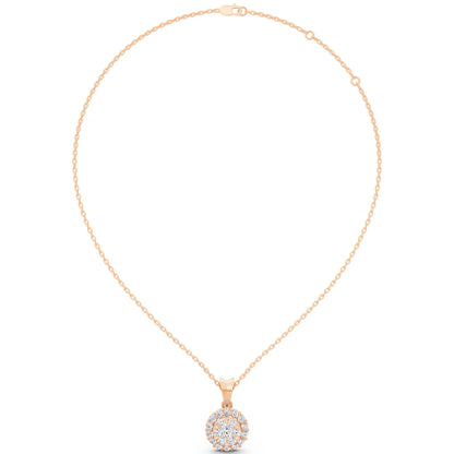 Rose Gold Round Lab Grown Diamond Cluster Halo Pendant, view 6