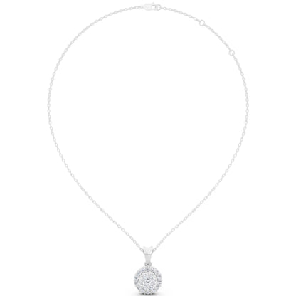 Round Lab Grown Diamond Cluster Halo Pendant, view 6