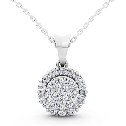 Round Lab Grown Diamond Cluster Halo Pendant