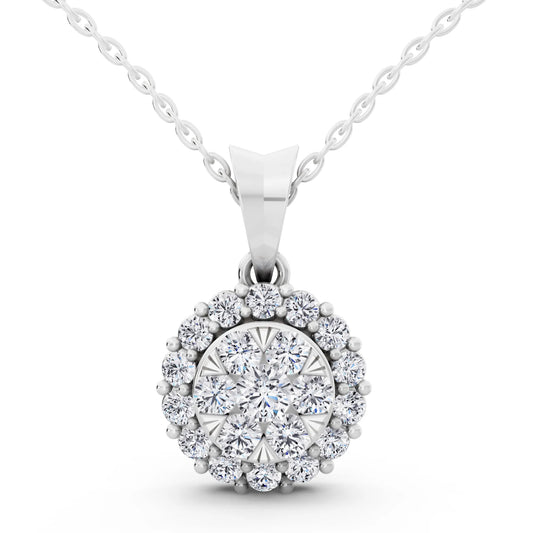 Round Lab Grown Diamond Cluster Halo Pendant