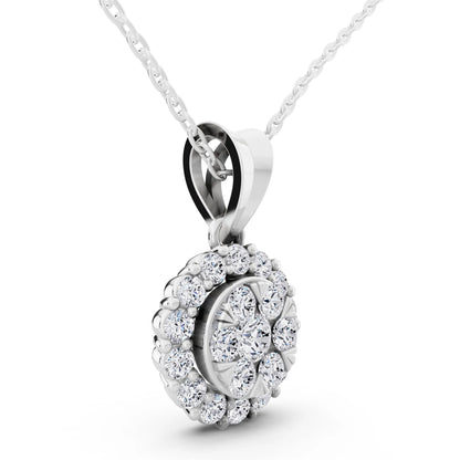 Round Lab Grown Diamond Cluster Halo Pendant, view 4