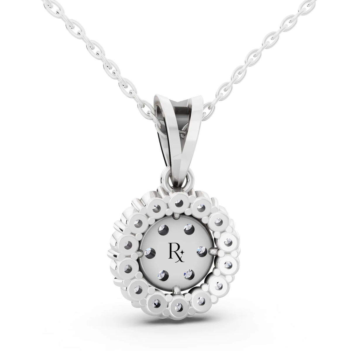 Round Lab Grown Diamond Cluster Halo Pendant, view 5