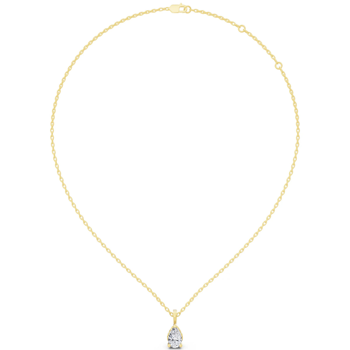 Yellow Gold Pear Lab Grown Diamond Solitaire Pendant, view 5