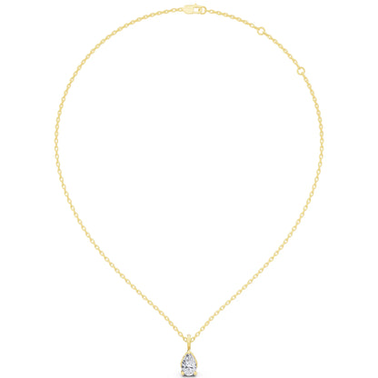 Yellow Gold Pear Lab Grown Diamond Solitaire Pendant, view 5