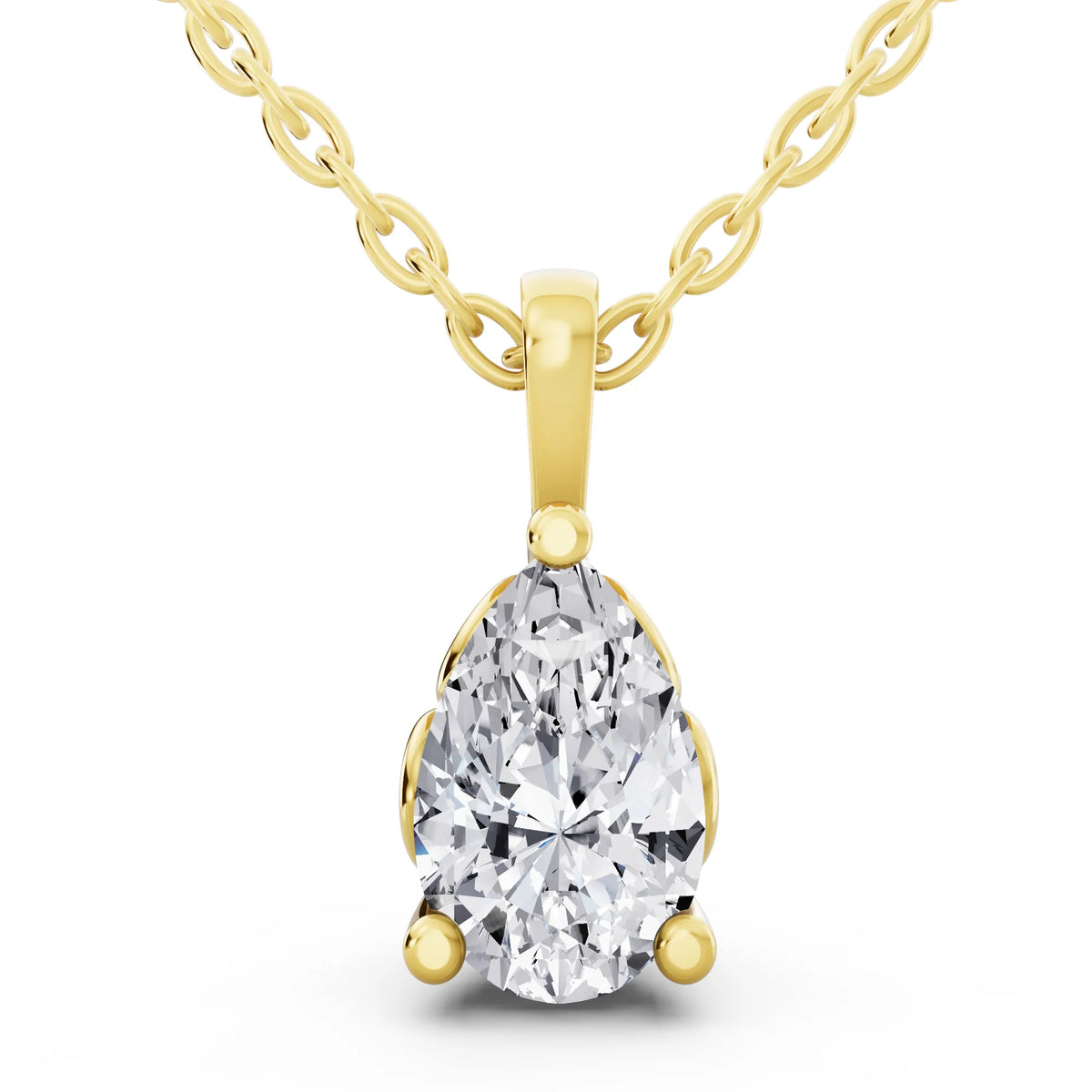 Yellow Gold Pear Lab Grown Diamond Solitaire Pendant