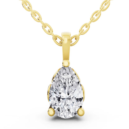 Yellow Gold Pear Lab Grown Diamond Solitaire Pendant