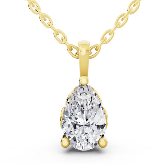 Yellow Gold Pear Lab Grown Diamond Solitaire Pendant