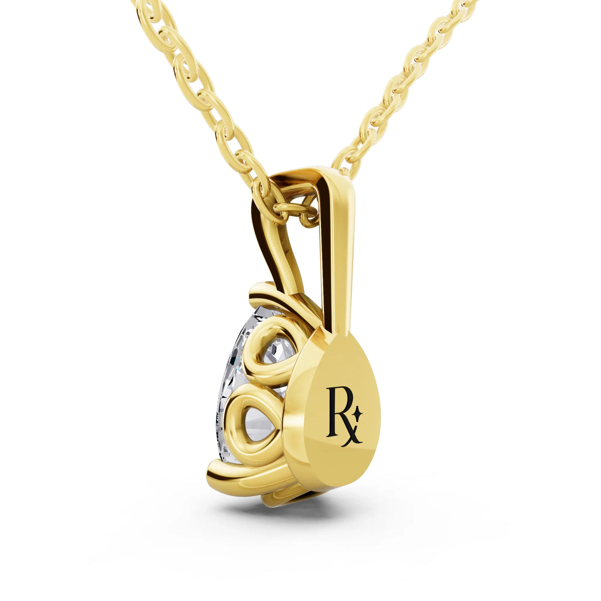 Yellow Gold Pear Lab Grown Diamond Solitaire Pendant, view 4