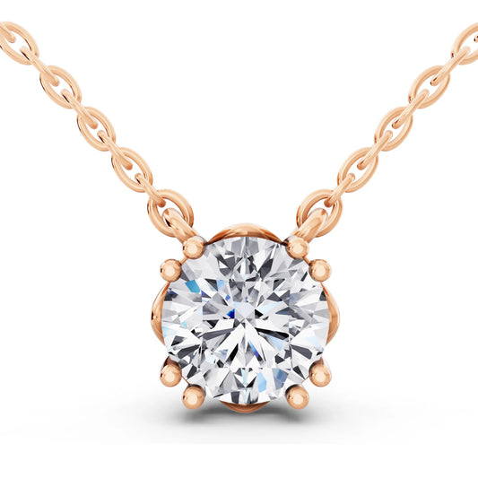 Rose Gold Minimalist Round Lab Grown Diamond Solitaire Pendant