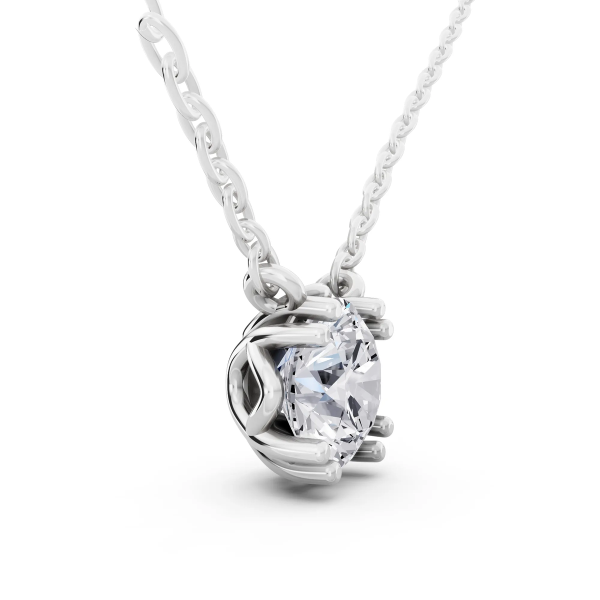 Minimalist Round Lab Grown Diamond Solitaire Pendant, view 4