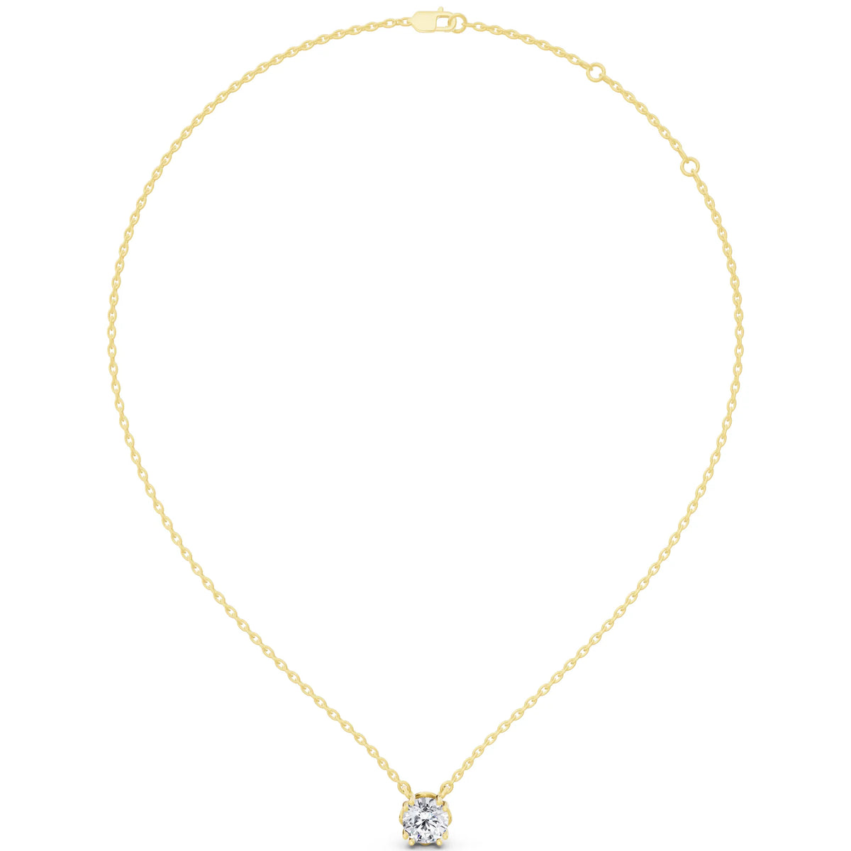 Yellow Gold Minimalist Round Lab Grown Diamond Solitaire Pendant, view 6