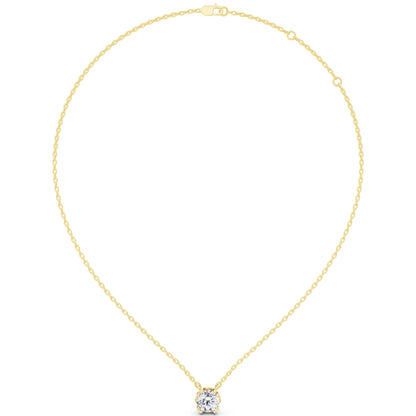 Yellow Gold Minimalist Round Lab Grown Diamond Solitaire Pendant, view 6