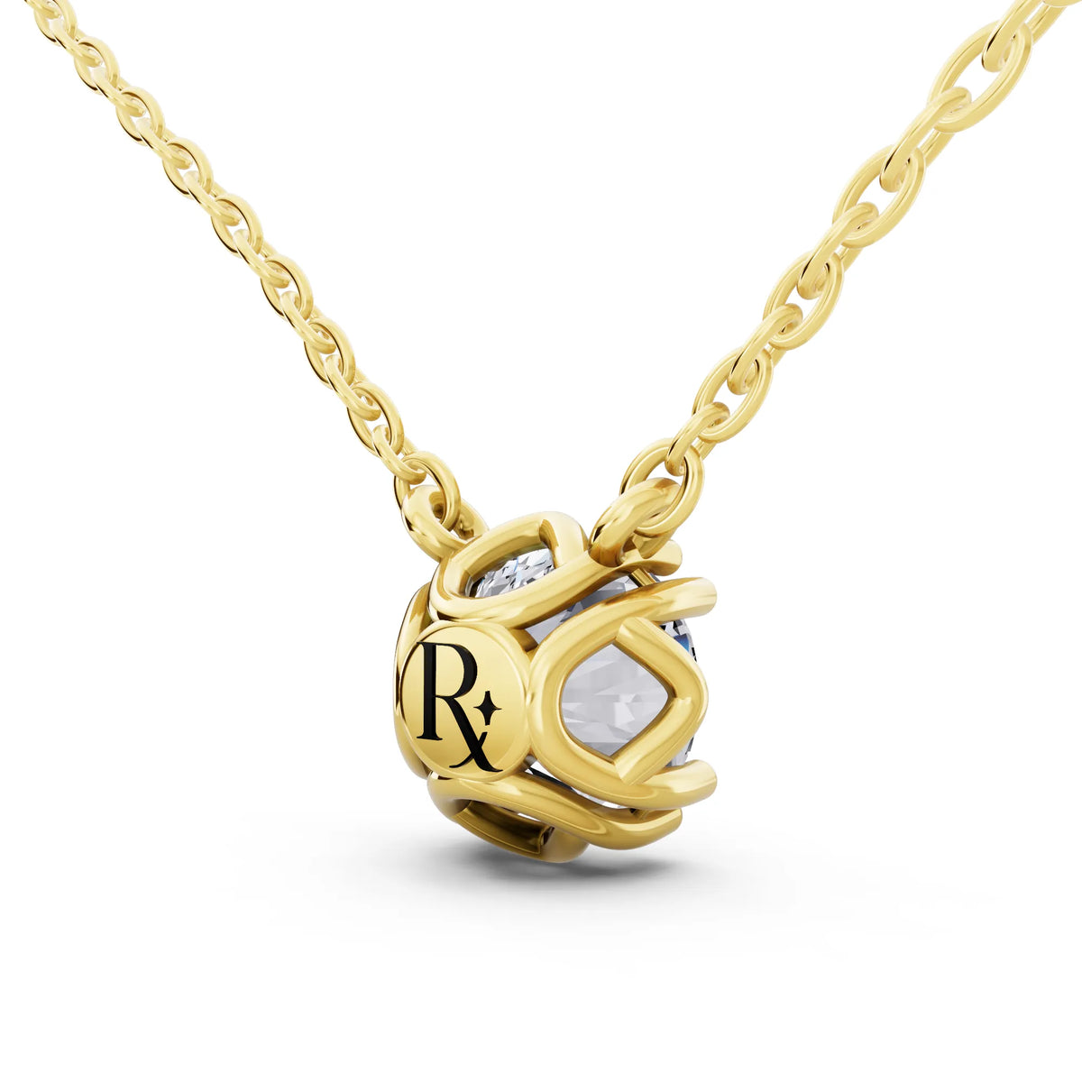 Yellow Gold Minimalist Round Lab Grown Diamond Solitaire Pendant, view 5