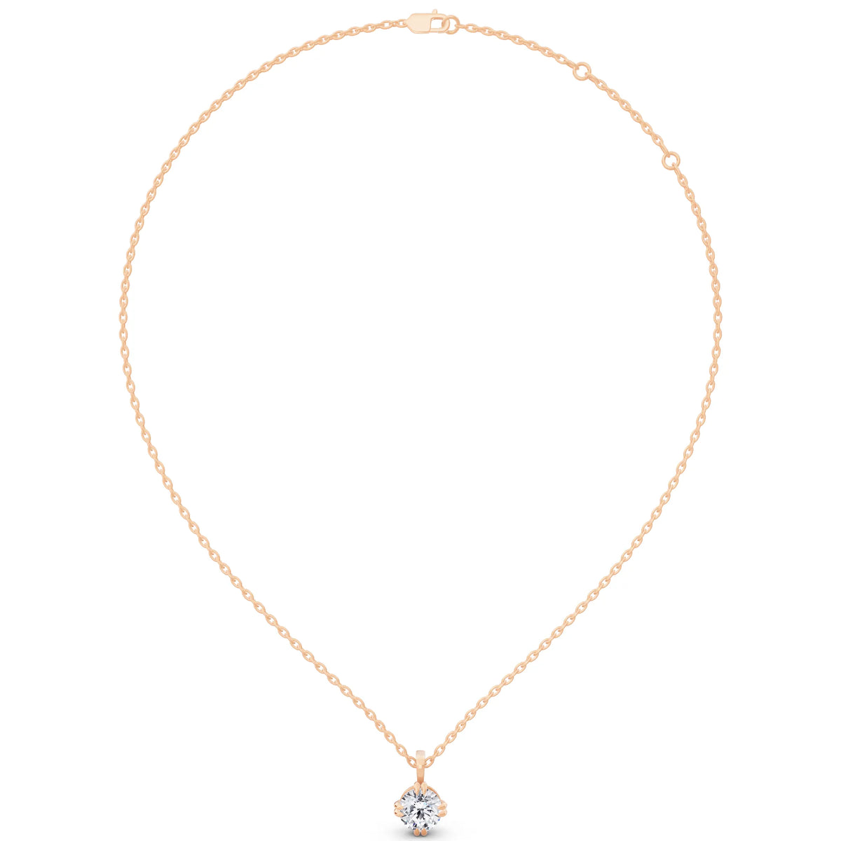 Rose Gold Timeless Round Lab Grown Diamond Solitaire Pendant, view 6