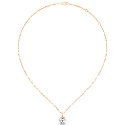 Rose Gold Timeless Round Lab Grown Diamond Solitaire Pendant, view 6