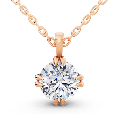 Rose Gold Timeless Round Lab Grown Diamond Solitaire Pendant