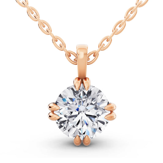Rose Gold Timeless Round Lab Grown Diamond Solitaire Pendant