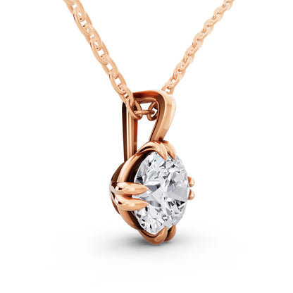 Rose Gold Timeless Round Lab Grown Diamond Solitaire Pendant, view 4