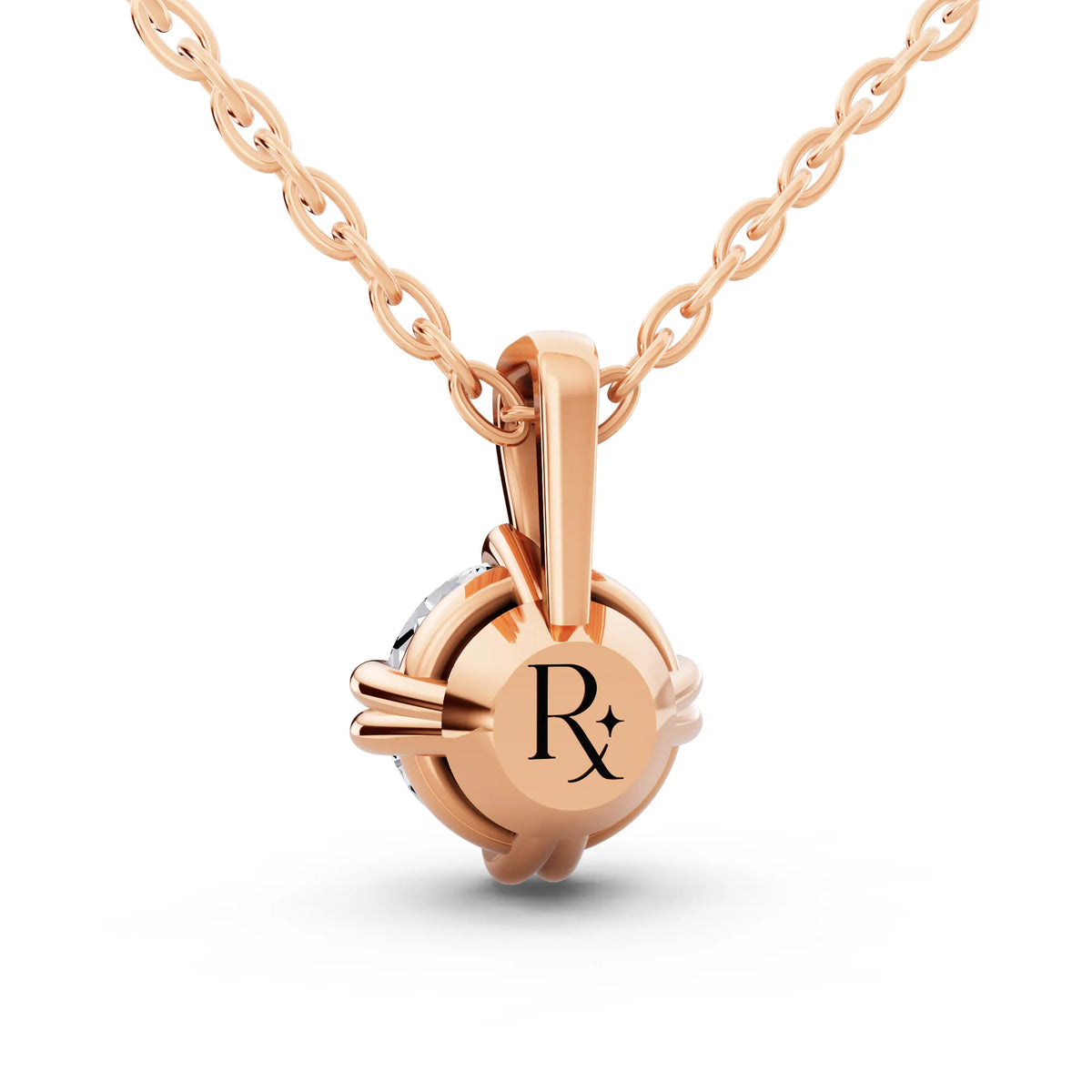 Rose Gold Timeless Round Lab Grown Diamond Solitaire Pendant, view 5