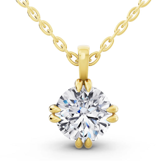 Yellow Gold Timeless Round Lab Grown Diamond Solitaire Pendant