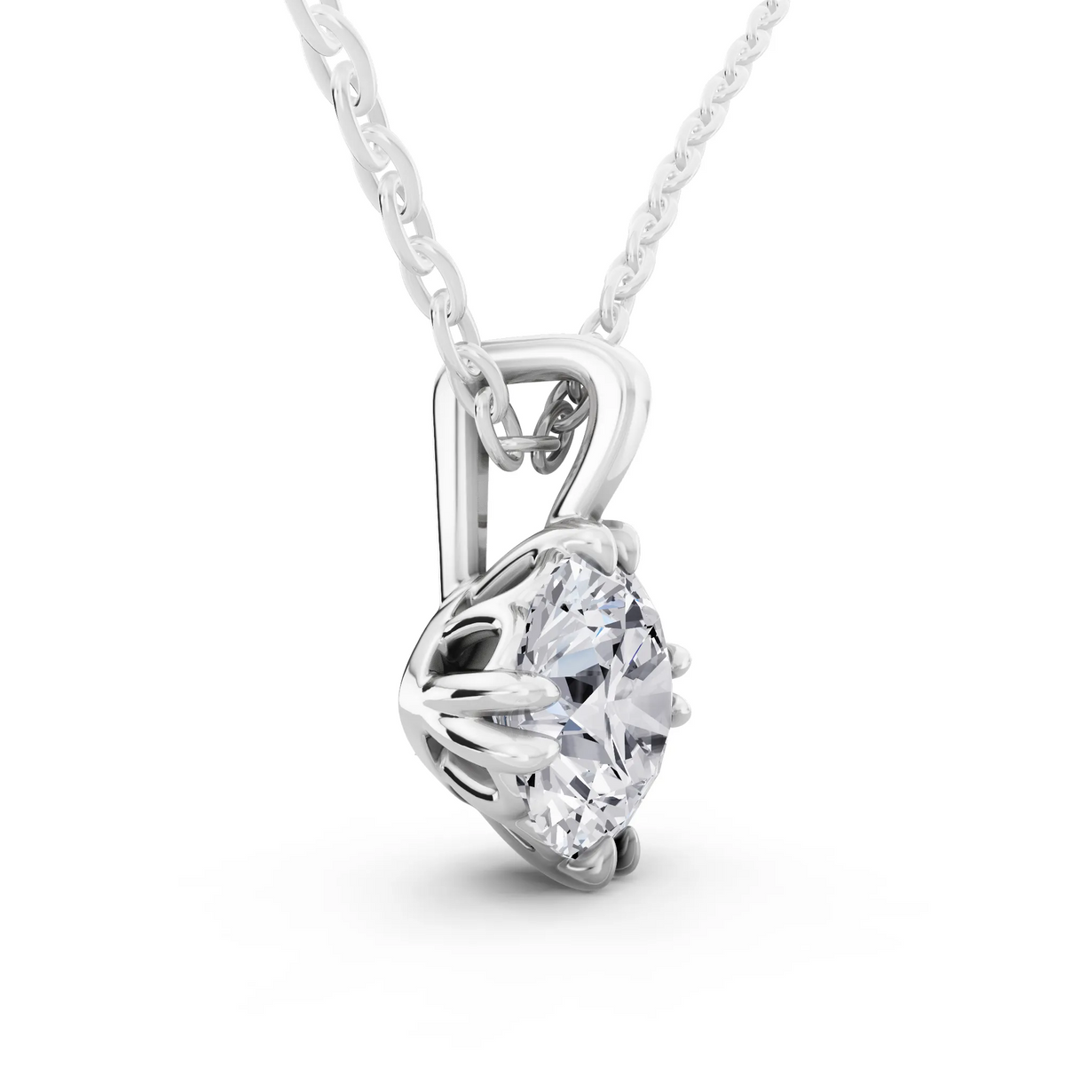 Classic Round Lab Grown Diamond Solitaire Pendant, view 3