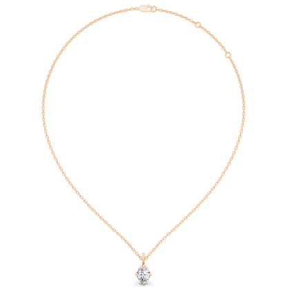 Rose Gold Oval Lab Grown Diamond Solitaire Pendant, view 5