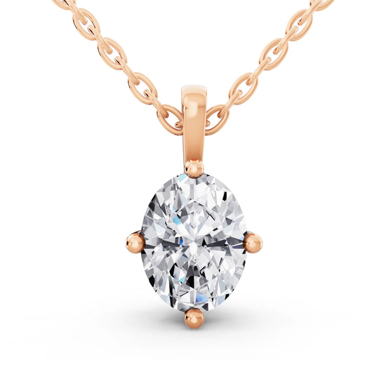Rose Gold Oval Lab Grown Diamond Solitaire Pendant