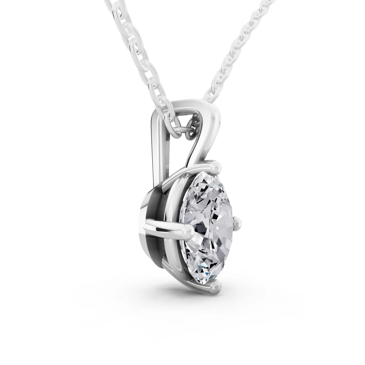 Oval Lab Grown Diamond Solitaire Pendant, view 3