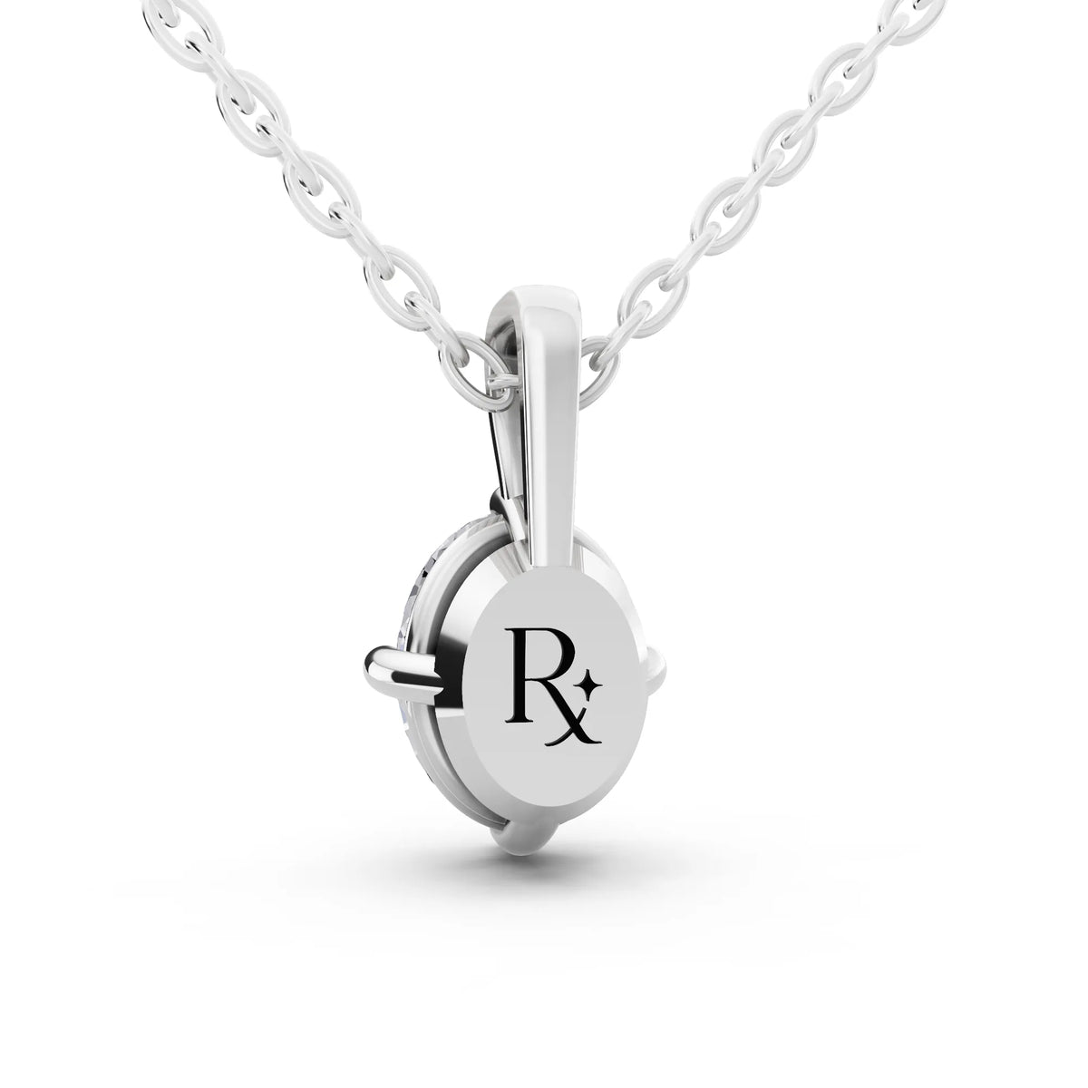Oval Lab Grown Diamond Solitaire Pendant, view 4