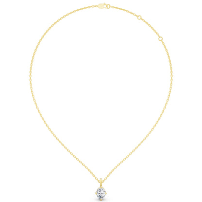 Yellow Gold Oval Lab Grown Diamond Solitaire Pendant, view 5