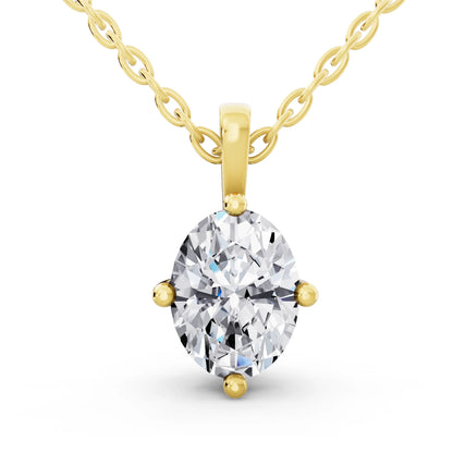 Yellow Gold Oval Lab Grown Diamond Solitaire Pendant