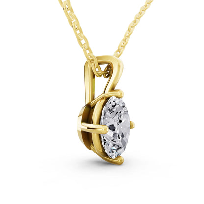 Yellow Gold Oval Lab Grown Diamond Solitaire Pendant, view 3