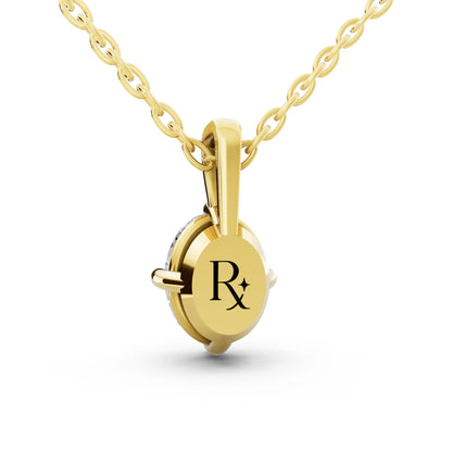 Yellow Gold Oval Lab Grown Diamond Solitaire Pendant, view 4