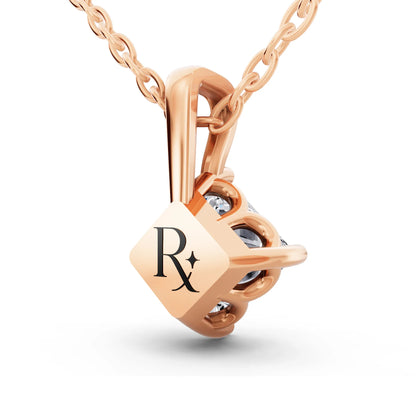 Rose Gold Classic Princess Lab Grown Diamond Pendant, view 3