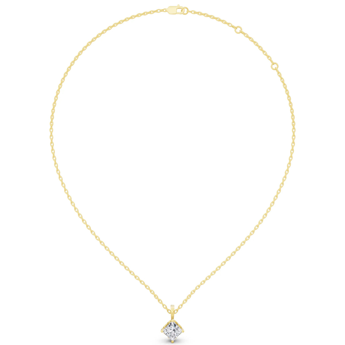 Yellow Gold Classic Princess Lab Grown Diamond Pendant, view 4