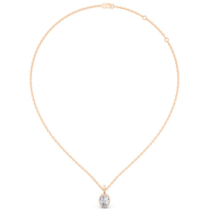 Rose Gold Oval Lab Grown Diamond Decorative Prong Pendant, view 4
