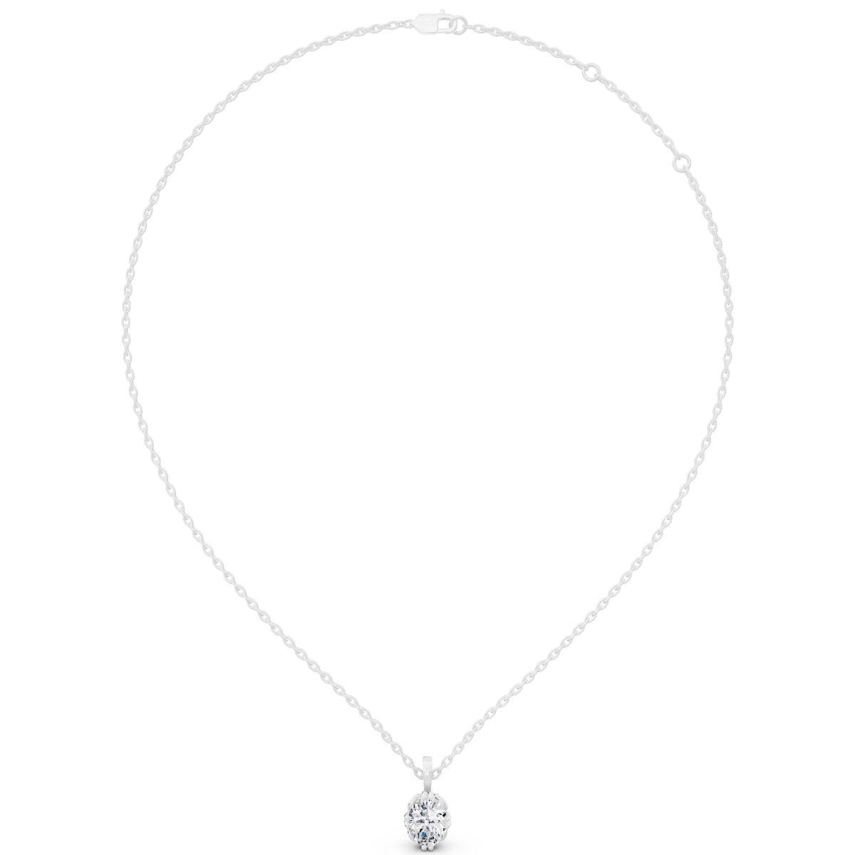 Oval Lab Grown Diamond Decorative Prong Pendant, view 4