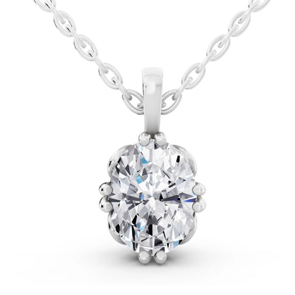 Oval Lab Grown Diamond Decorative Prong Pendant