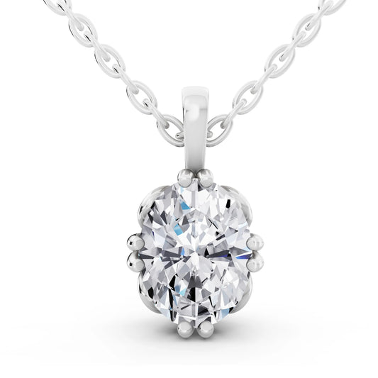 Oval Lab Grown Diamond Decorative Prong Pendant