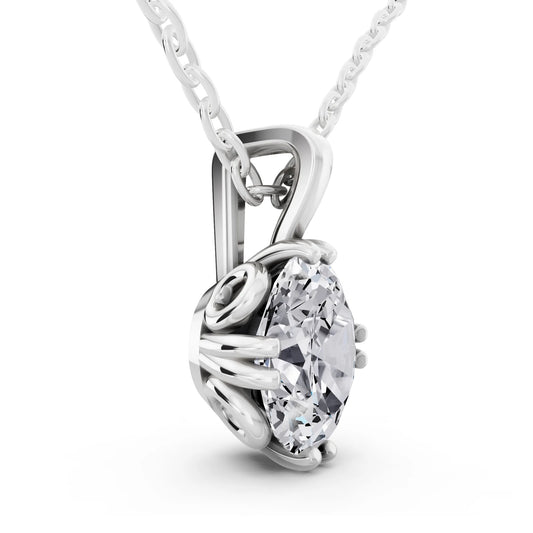 Oval Lab Grown Diamond Decorative Prong Pendant, view 2
