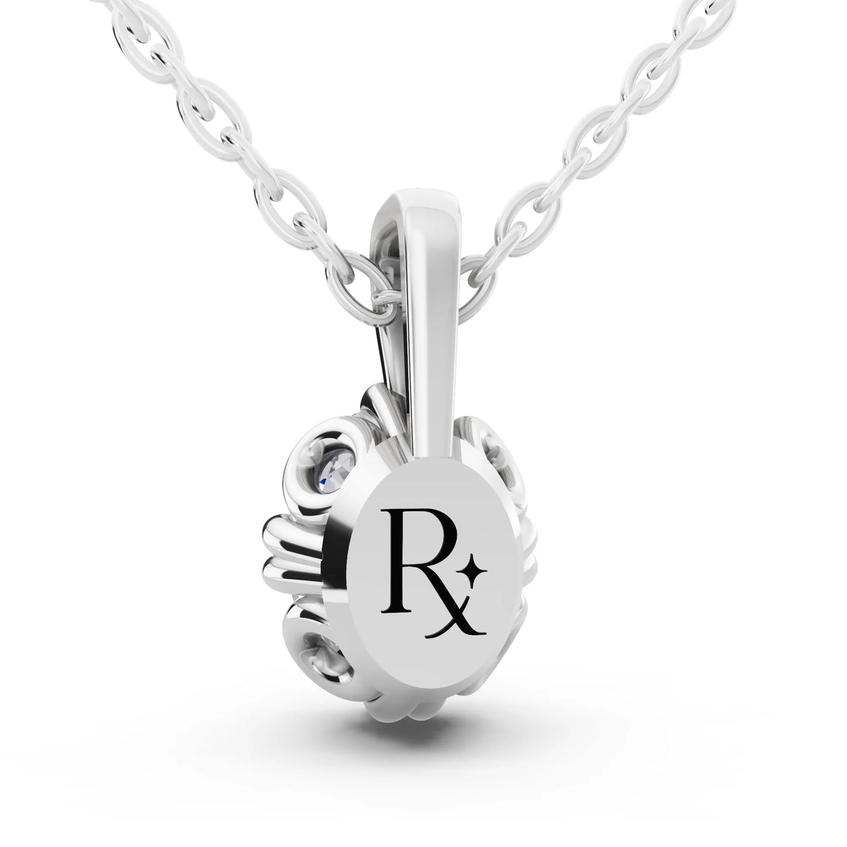 Oval Lab Grown Diamond Decorative Prong Pendant, view 3