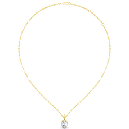 Yellow Gold Oval Lab Grown Diamond Decorative Prong Pendant, view 4