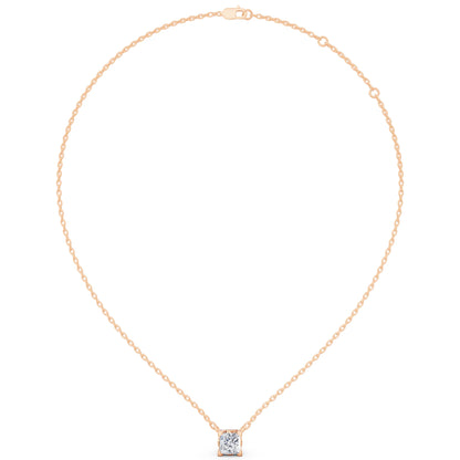 Rose Gold Princess Lab Grown Diamond Corner Prong Pendant, view 6