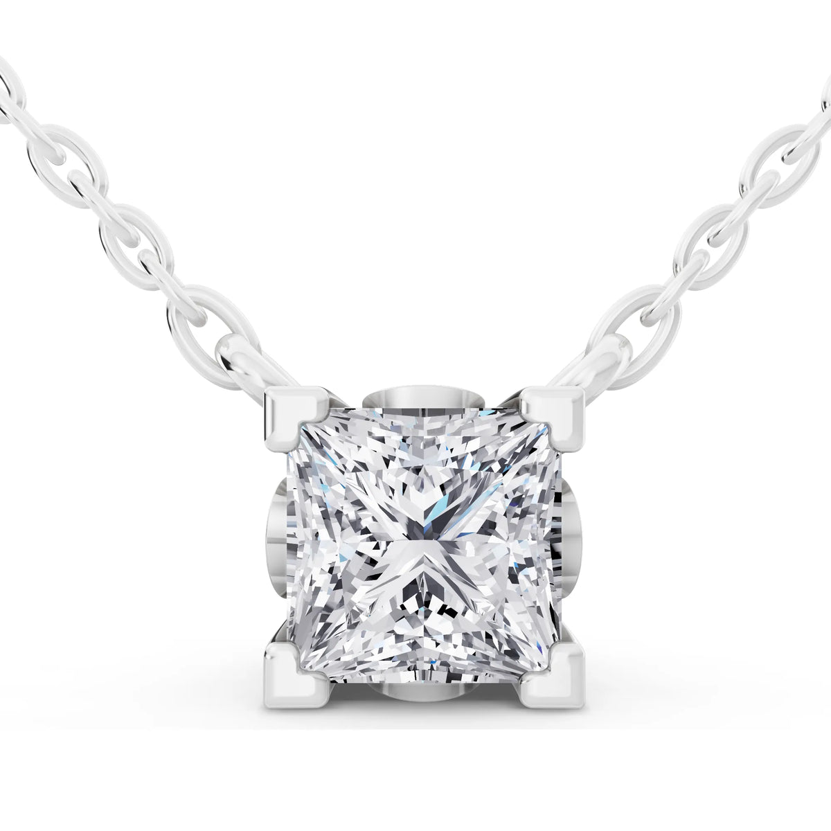 Princess Lab Grown Diamond Corner Prong Pendant