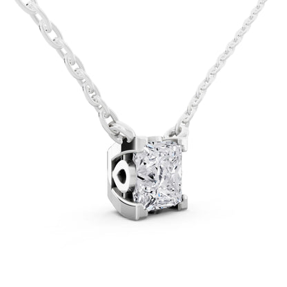 Princess Lab Grown Diamond Corner Prong Pendant, view 4