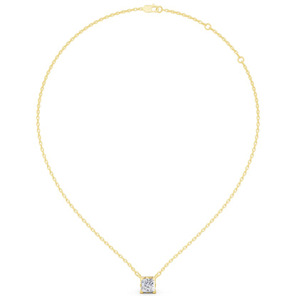 Yellow Gold Princess Lab Grown Diamond Corner Prong Pendant, view 6