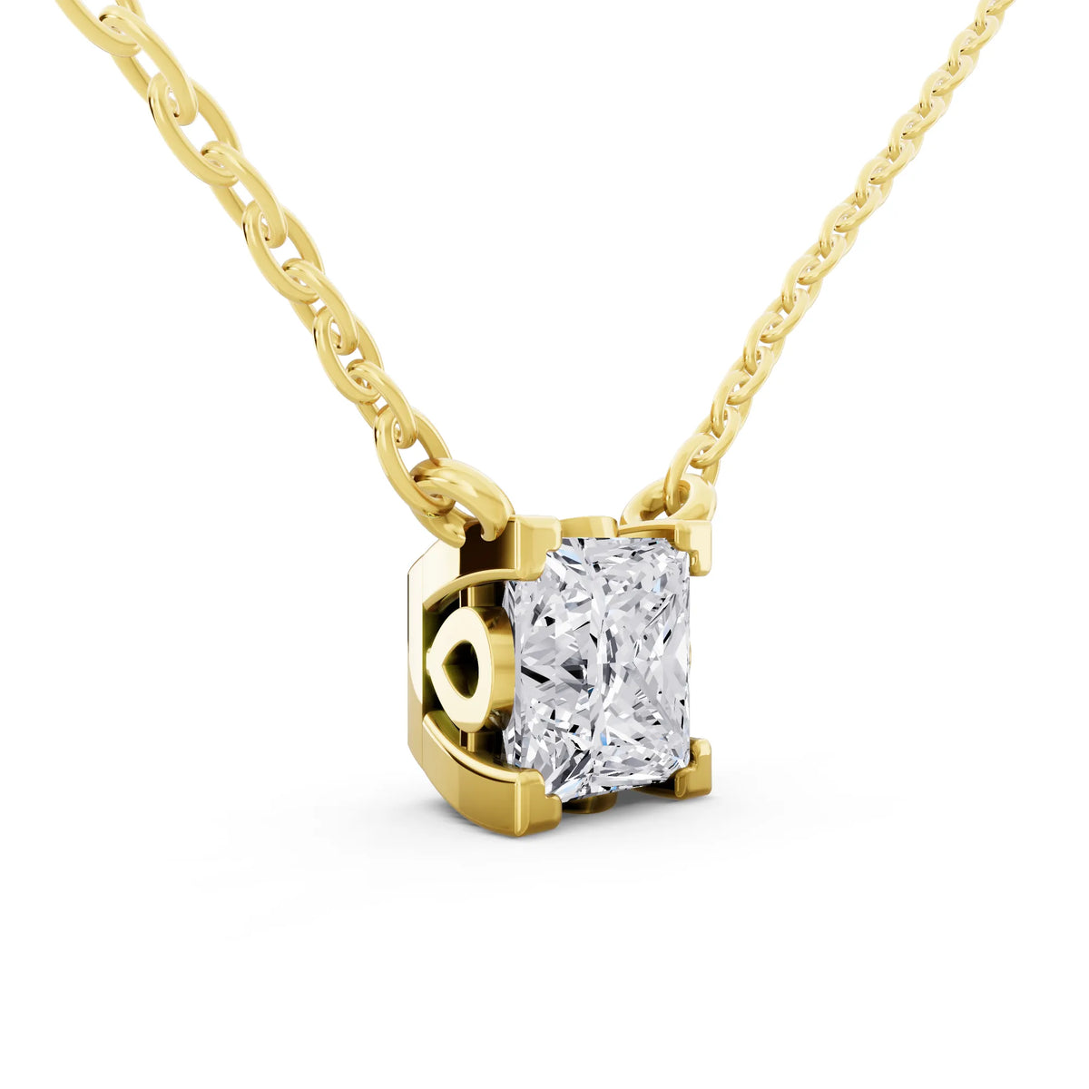 Yellow Gold Princess Lab Grown Diamond Corner Prong Pendant, view 4