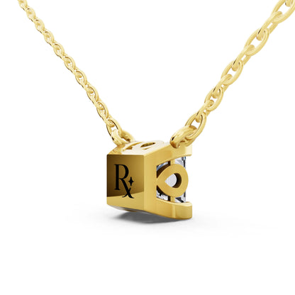 Yellow Gold Princess Lab Grown Diamond Corner Prong Pendant, view 5
