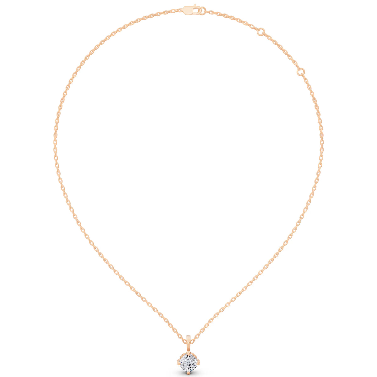 Rose Gold Cushion Lab Grown Diamond Decorative Prong Pendant, view 5